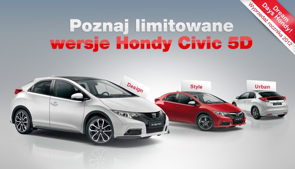 Promocje Honda Limitowane wersje Hondy Civic 5D