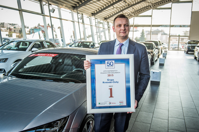 Największym oczekiwaniem wobec tegorocznej listy była odpowiedź na pytanie czy poznańska Grupa Krotoski-Cichy, autoryzowany diler Volkswagena i Audi utrzyma zdobytą w ubiegłym roku pierwszą lokatę. Udało się nie tylko obronić pozycję lidera, ale również osiągnąć najwyższą sprzedaż nowych aut w 2015 roku / Fot. Krotoski-Cichy Największym oczekiwaniem wobec tegorocznej listy była odpowiedź na pytanie czy poznańska Grupa Krotoski-Cichy, autoryzowany diler Volkswagena i Audi utrzyma zdobytą w ubiegłym roku pierwszą lokatę. Udało się nie tylko obronić pozycję lidera, ale również osiągnąć najwyższą sprzedaż nowych aut w 2015 roku / Fot. Krotoski-Cichy