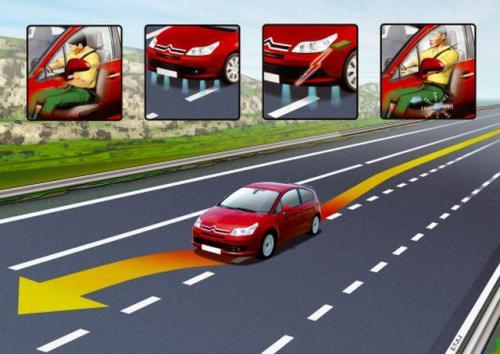 Fot. Citroen: Urządzenie sygnalizuje niezamierzoną zmianę pasa ruchu. Może to się zdarzyć, gdy kierowca jest zmęczony. Fot. Citroen: Urządzenie sygnalizuje niezamierzoną zmianę pasa ruchu. Może to się zdarzyć, gdy kierowca jest zmęczony.