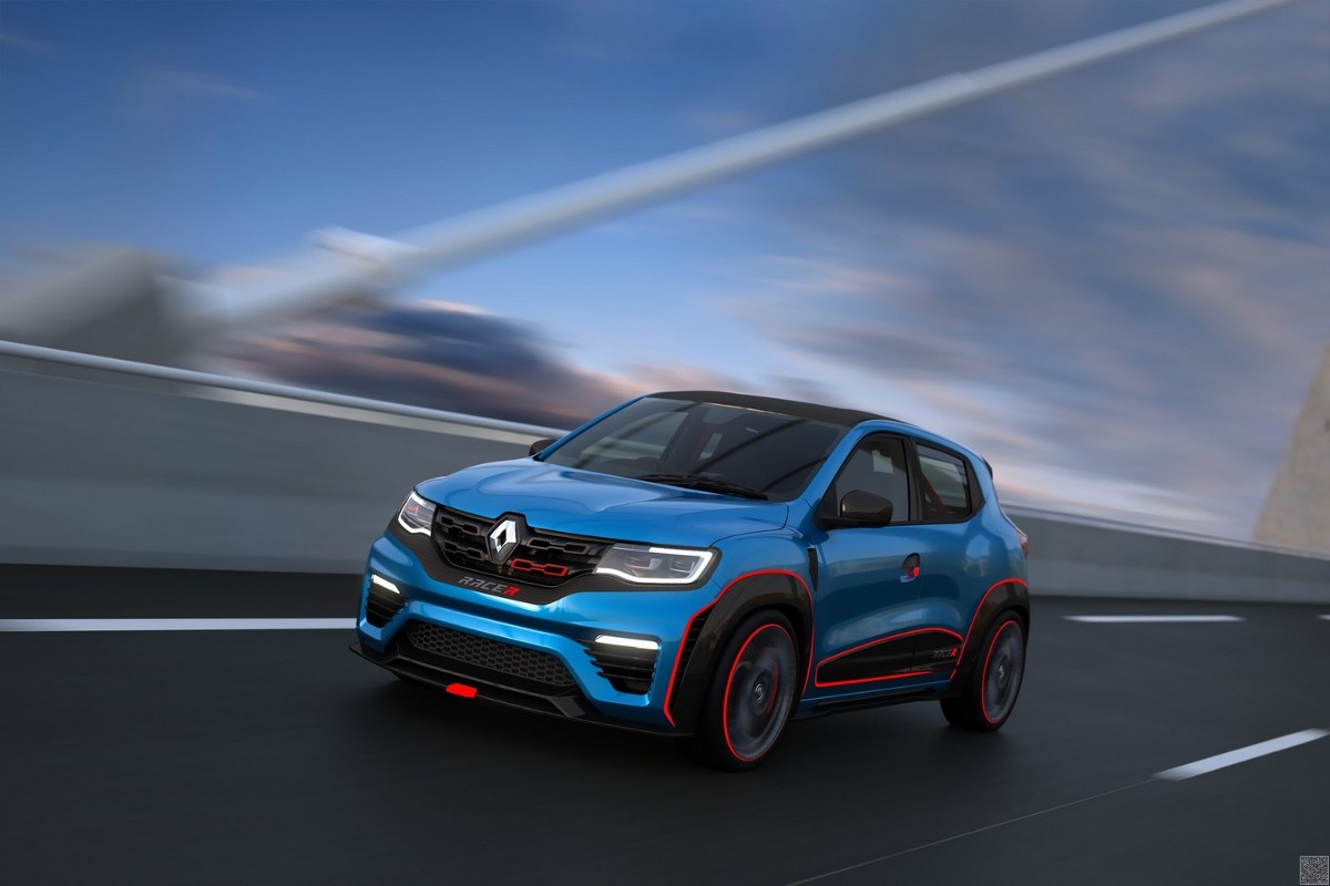 Renault KWID RACER. Takie elementy jak 18-calowe aluminiowe koła, nisko profilowe opony, nowe rozwiązania aerodynamiczne, kubełkowe fotele i klatka bezpieczeństwa w kabinie w oczywisty sposób nawiązują do świata sportów samochodowych / Fot. Renault Renault KWID RACER. Takie elementy jak 18-calowe aluminiowe koła, nisko profilowe opony, nowe rozwiązania aerodynamiczne, kubełkowe fotele i klatka bezpieczeństwa w kabinie w oczywisty sposób nawiązują do świata sportów samochodowych / Fot. Renault