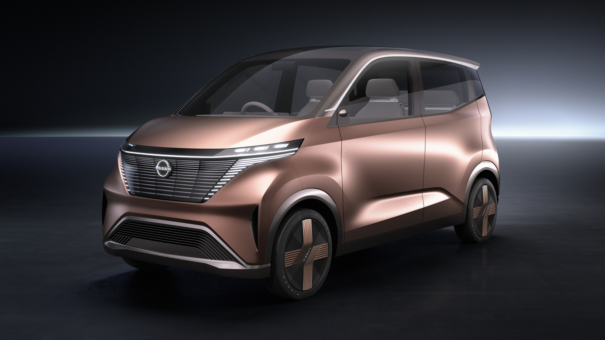 Nissan IMk.
100‑procentowo elektryczny IMk jest zapowiedzią nowego kierunku we wzornictwie Nissana oraz tego, jak marka zamierza kontynuować wdrażanie idei Nissan Intelligent Mobility – czyli swojej wizji dotyczącej sposobów zasilania pojazdów, ich prowadzenia oraz integracji ze społeczeństwem.
Fot. Nissan Nissan IMk.
100‑procentowo elektryczny IMk jest zapowiedzią nowego kierunku we wzornictwie Nissana oraz tego, jak marka zamierza kontynuować wdrażanie idei Nissan Intelligent Mobility – czyli swojej wizji dotyczącej sposobów zasilania pojazdów, ich prowadzenia oraz integracji ze społeczeństwem.
Fot. Nissan
