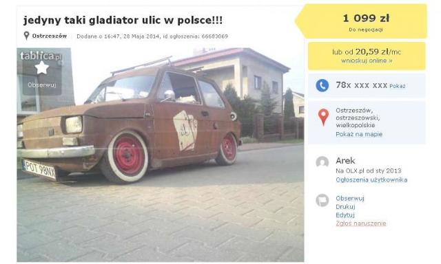 Maluch Prawdziwy Gladiator Niezwykly Fiat 126p Z Drewnem W Kokpicie Zdjecia