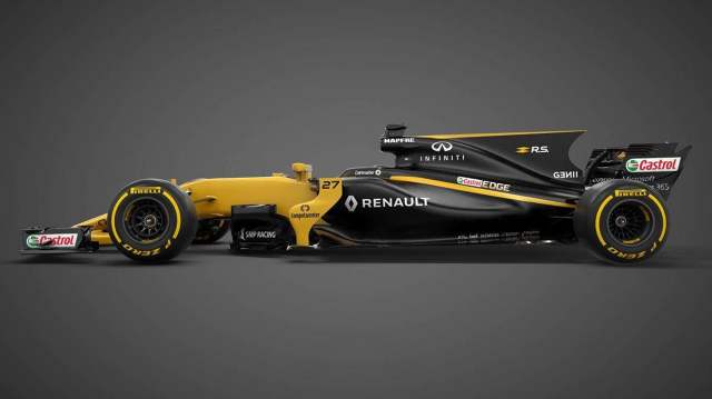 Bolid na sezon 2017 został zaprojektowany od nowa. Spełnia najnowsze przepisy obowiązujące w Formule 1. Jest to także pierwszy samochód F1 zaprojektowany przez biura Renault Sport Racing w angielskim Enstone i francuskim Viry-Châtillon.
Fot. Renault Bolid na sezon 2017 został zaprojektowany od nowa. Spełnia najnowsze przepisy obowiązujące w Formule 1. Jest to także pierwszy samochód F1 zaprojektowany przez biura Renault Sport Racing w angielskim Enstone i francuskim Viry-Châtillon.
Fot. Renault